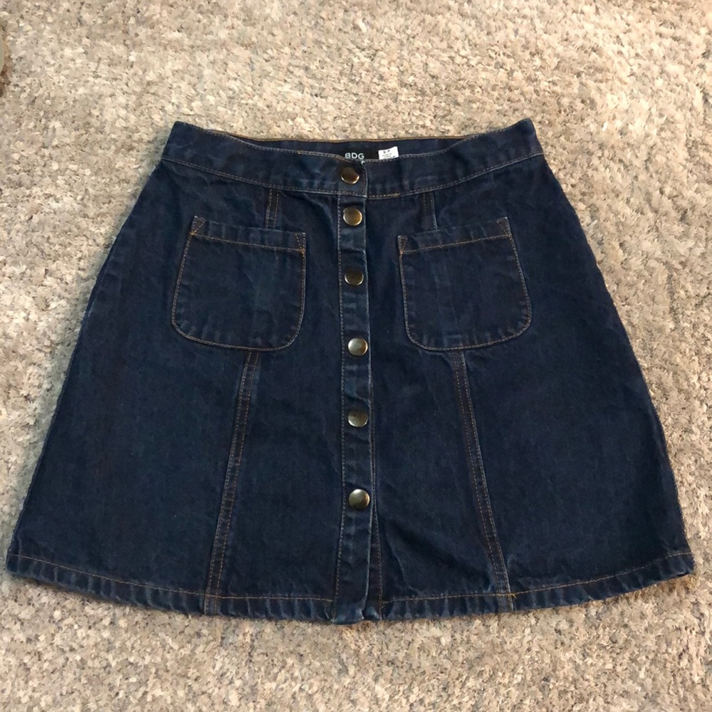 BDG a-line button denim mini skirt